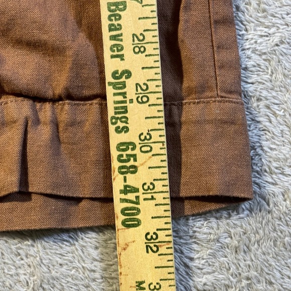Cato Women's Brown Linen Blend Cargo Capri Pants Medium Elastic Cargo Pockets - Picture 3 of 14